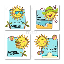 夏季旅游度假卡通贴纸