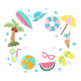 卡通夏天夏至可爱元素