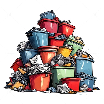 垃圾堆美式手绘环保2