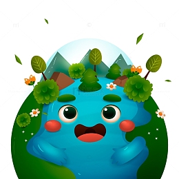 创意思地球日环保生态主题插画