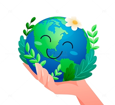 可爱地球日卡通元素