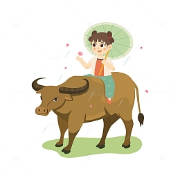 清明节卡通简约放牛的牧童