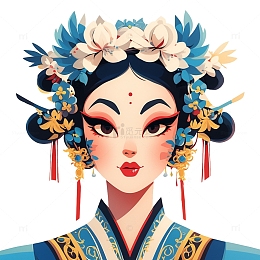 佩戴头饰戏剧花旦形象