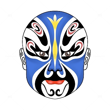 蓝色京剧脸谱铁世文薛仁贵传奇