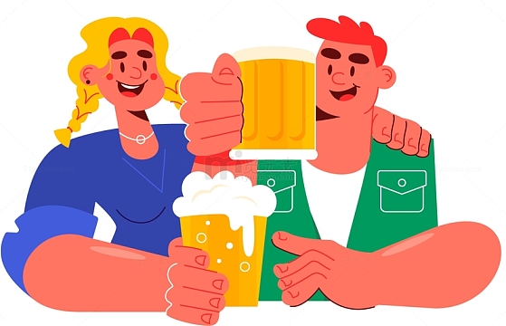 朋友聚会喝酒庆祝卡通插画