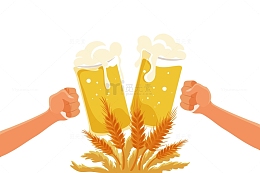 干杯碰杯啤酒卡通元素