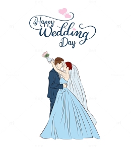 我们结婚啦新郎新娘卡通插画