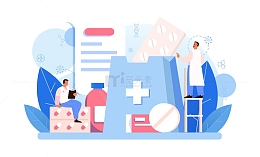 医院医药药物健康扁平插画