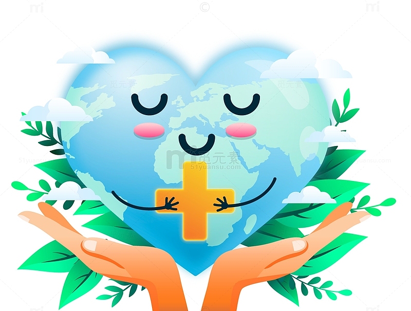 世界健康日卫生日手捧地球元素