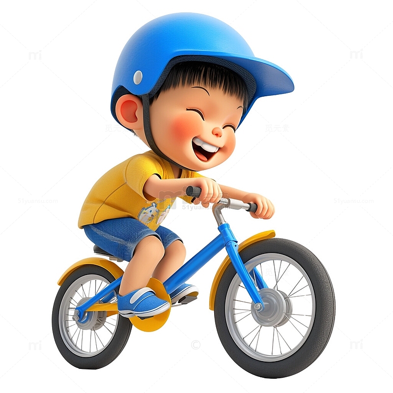 3D骑自行车的小男哈