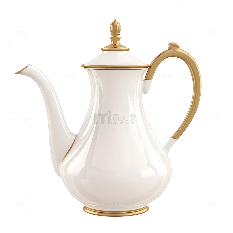 白色镶金瓷器酒壶茶壶