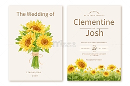 小清新向日葵婚礼邀请函