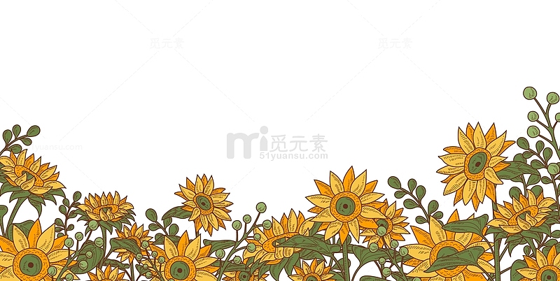 水彩花卉向日葵鲜花元素