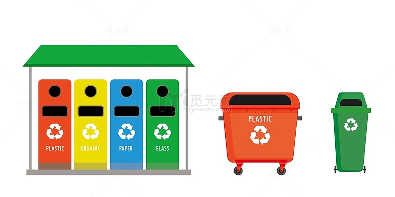 城市垃圾分类垃圾桶元素