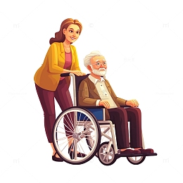 重阳节敬老帮老人推轮椅美德3