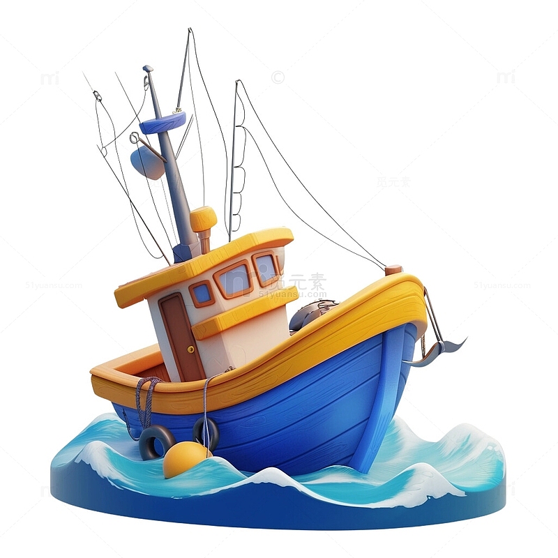 3D乘风破浪卡通渔船2