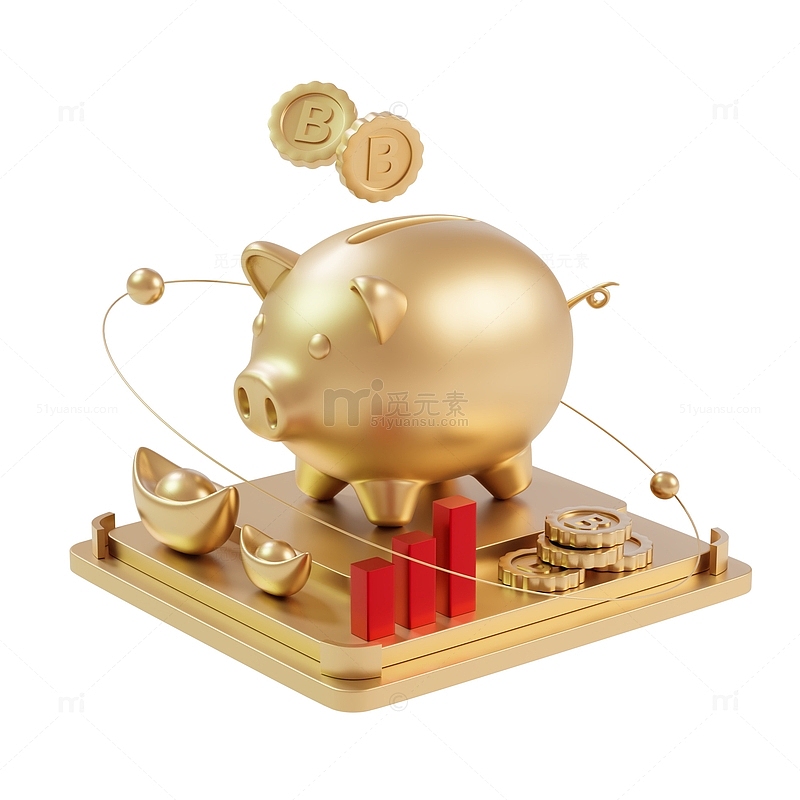 3D立体金融理财小猪储钱罐模型