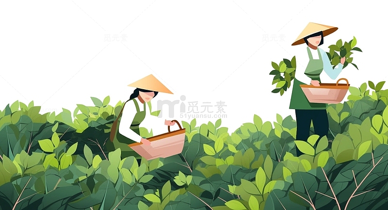 采茶工作者农民茶园采摘茶叶场景