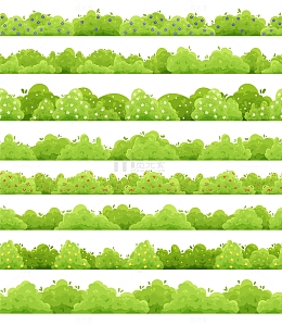 卡通春暖花开灌木插画