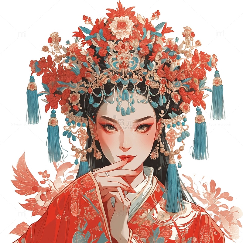 中式中国风女性戏曲人物