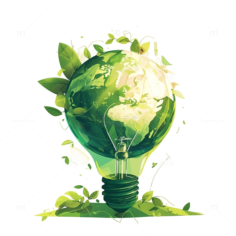 地球一小时环保灯泡植物结合元素