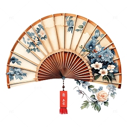 扇子纸扇工笔水墨
