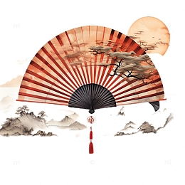 扇子纸扇中国风山水