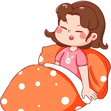 起床卡通女孩元素