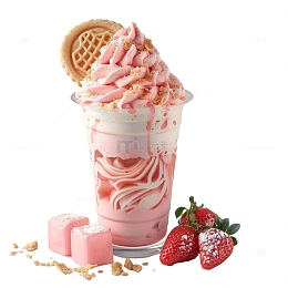 饼干草莓与雪糕组合