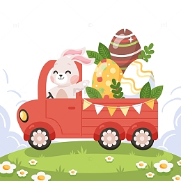 小兔子开车载着彩蛋郊游