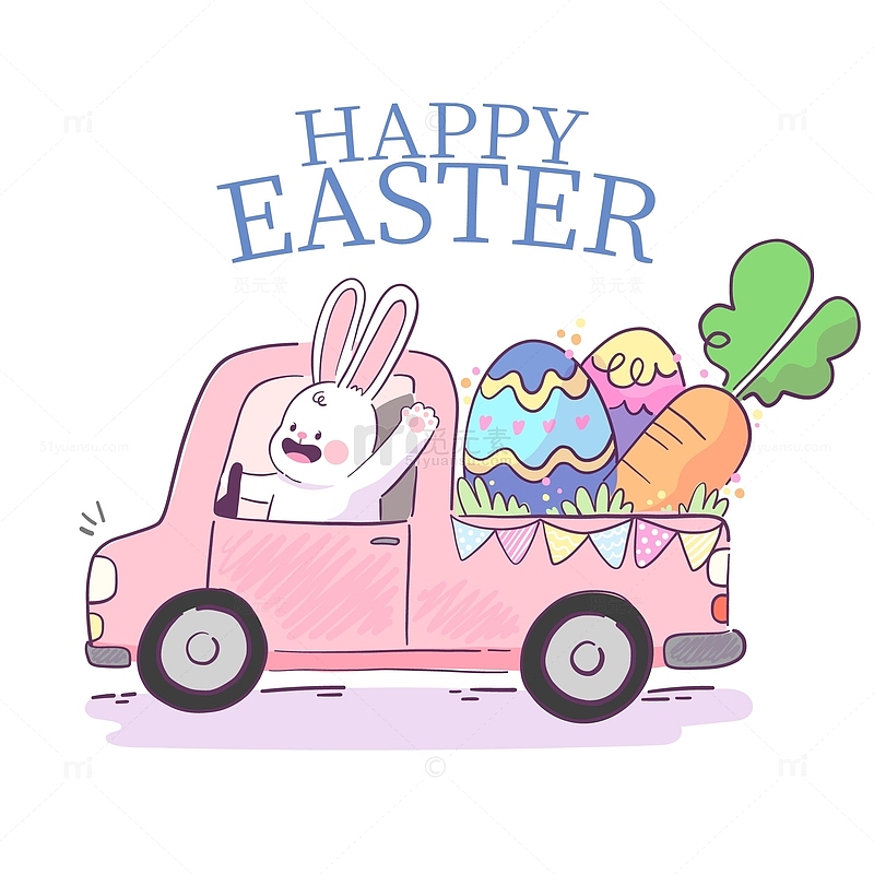 复活节开轿车的兔子