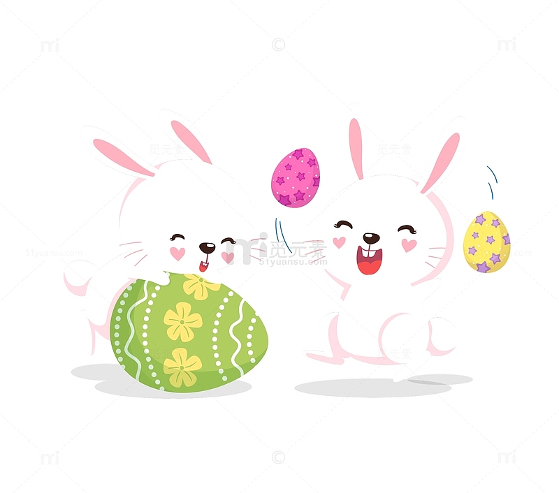 复活节玩彩蛋的小白兔