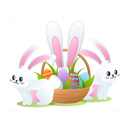 大白兔卡通复活节元素