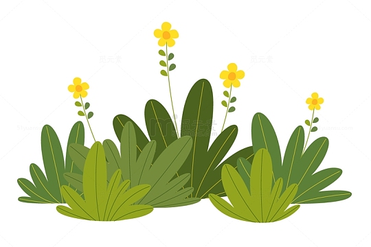 卡通绿草花卉矢量图