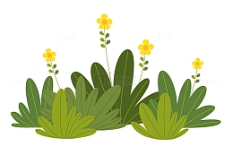 卡通绿草花卉矢量图