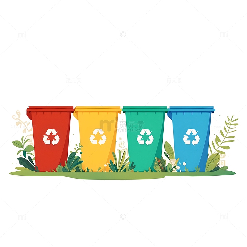 环保分类垃圾箱素材