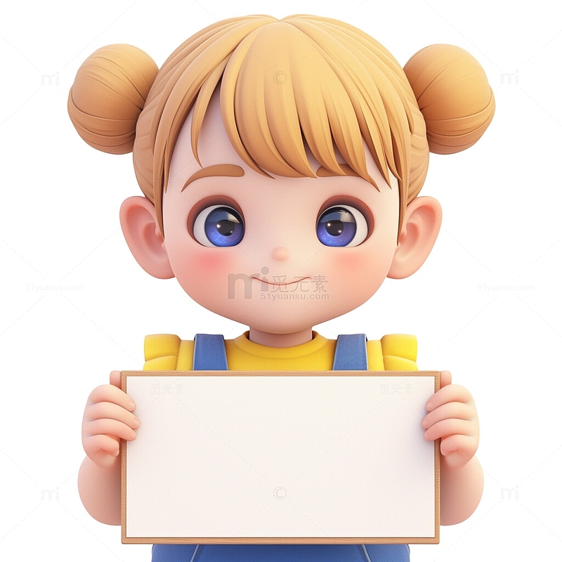 动漫小孩拿着白色看板3