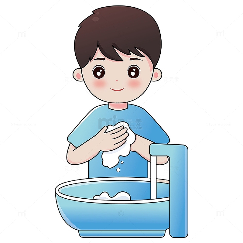 正在洗手的小男孩元素