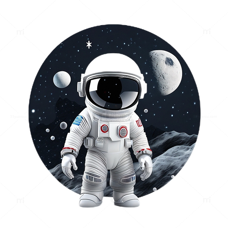 卡通3D科技未来月球宇航员可爱
