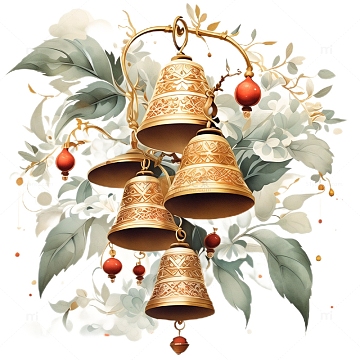 工笔中国风古风铃铛手绘水彩