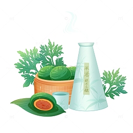 清明节美食青团米酒艾草元素