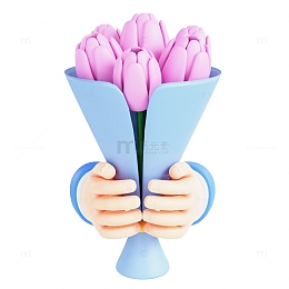 3D母亲节手捧花郁金香花束