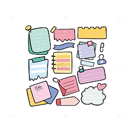 手绘日记本记事本纸张便笺矢量插图