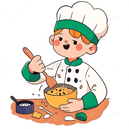 职业厨师搅拌食材素材