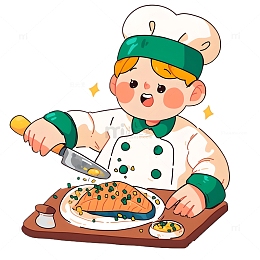 厨师做鱼的卡通人物素材