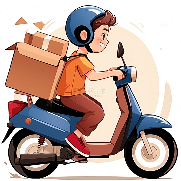 送包裹的快递员卡通素材