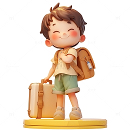 外出出行带着行李男孩子