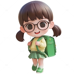背书包去上学女孩子