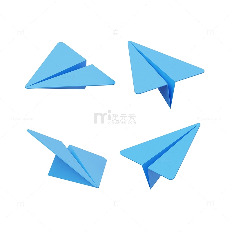 蓝色折叠纸飞机海报素材