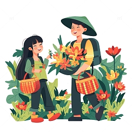 花农花园采花插画
